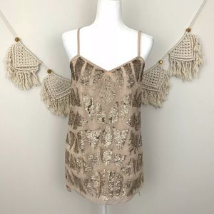 Needle & Thread Embellished Sequin Rose Gold Top